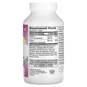 Thành phần vi chất của 21st Century 600+D3 Calcium & Vitamin D3 Supplement 400 Tablets 740985275313