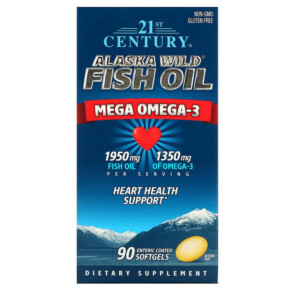 Thực phẩm chức năng 21st Century Alaska Wild Fish Oil Mega Omega 3 1950 mg /1350 mg 90 Enteric Coated Softgels 740985271292