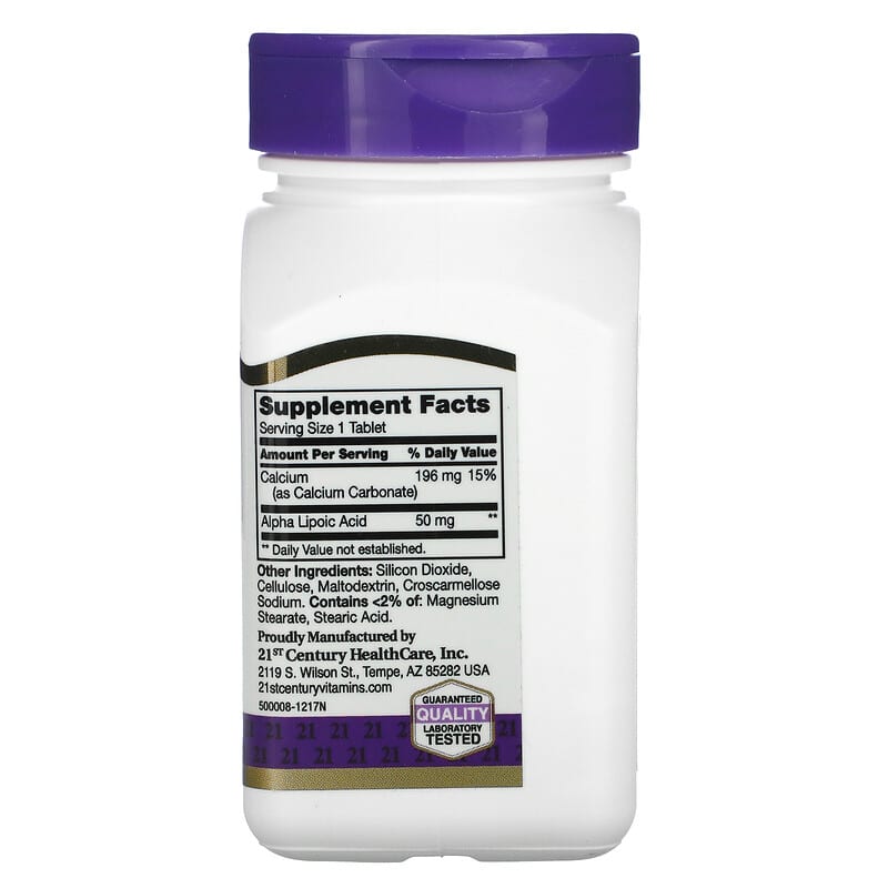 21st Century Alpha Lipoic Acid 50 mg 90 Tablets 2 Thành phần vi chất của 21st Century Alpha Lipoic Acid 50 mg 90 Tablets 740985216743