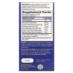Thành phần vi chất của 21st Century Arthri-Flex Advantage + Turmeric 90 Vegetarian Capsules 740985279243