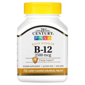 Thực phẩm chức năng 21st Century B-12 Cherry 2.500 mcg 110 Sublingual Tablets 740985271124