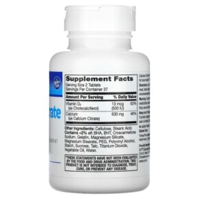 Thành phần vi chất của 21st Century Calcium Citrate + D3 Maximum 75 Tablets 740985274927