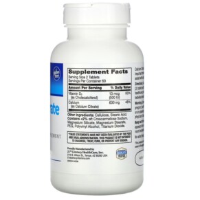 Thành phần vi chất của 21st Century Calcium Citrate Maximum + D3 120 Tablets 740985274934