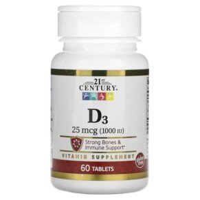 Thực phẩm chức năng 21st Century D3 25 mcg (1.000 IU) 60 Tablets 740985280300