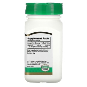 Thành phần vi chất của 21st Century E 450 mg (1.000 IU) 55 Softgels 740985223246