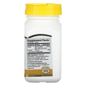 Thành phần vi chất của 21st Century Folic Acid 400 mcg 250 Easy to Swallow Tablets 740985213773