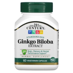 Thực phẩm chức năng 21st Century Ginkgo Biloba Extract Standardized 60 Vegetarian Capsules 740985212493