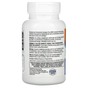 Thành phần vi chất của 21st Century Glucosamine Chondroitin Complex Plus MSM Advanced Triple Strength 80 Tablets 740985272909