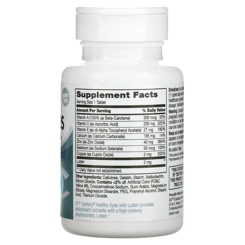 21st Century Healthy Eyes Lutein and Antioxidants 60 Tablets 2 Thành phần vi chất của 21st Century Healthy Eyes Lutein and Antioxidants 60 Tablets 740985274521