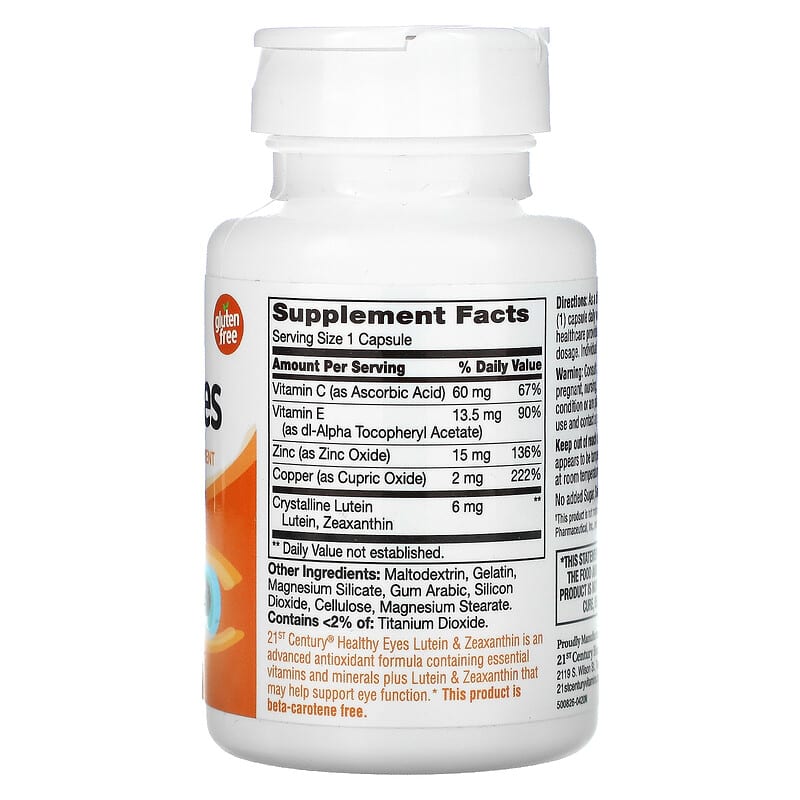 21st Century Healthy Eyes Lutein & Zeaxanthin 60 Capsules 2 Thành phần vi chất của 21st Century Healthy Eyes Lutein & Zeaxanthin 60 Capsules 740985274545