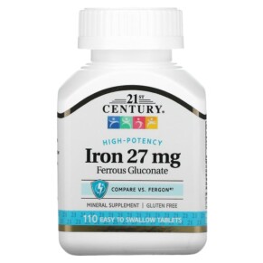 Thực phẩm chức năng 21st Century High-Potency Iron 27 mg 110 Easy to Swallow Tablets 740985226902