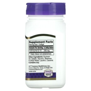 Thành phần vi chất của 21st Century Liquid Filled CoQ-10 200 mg 90 Rapid Release Softgels 740985274149