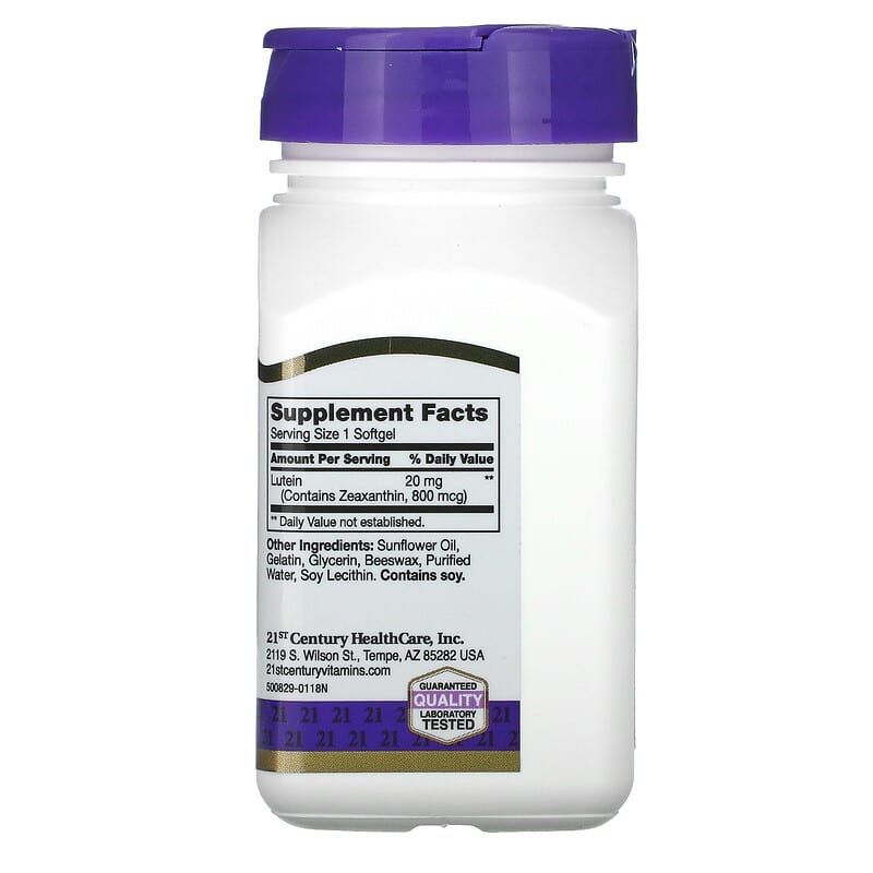21st Century Lutein 20 mg 60 Softgels 2 Thành phần vi chất của 21st Century Lutein 20 mg 60 Softgels 740985270738