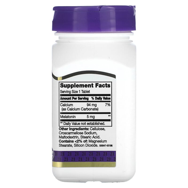 21st Century Melatonin 5 mg 120 Tablets 2 Thành phần vi chất của 21st Century Melatonin 5 mg 120 Tablets 740985270875