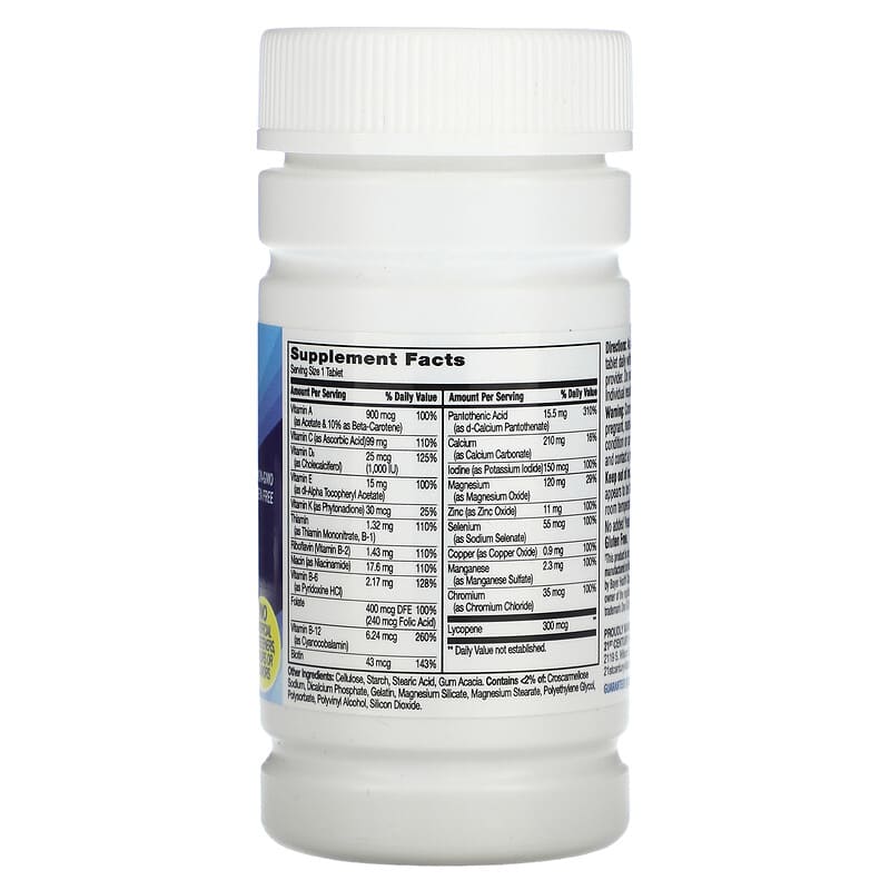 21st Century One Daily Men's Health 100 Tablets 2 Thành phần vi chất của 21st Century One Daily Men's Health 100 Tablets 740985273050