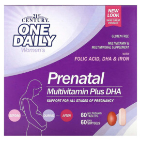 Thực phẩm chức năng 21st Century Prenatal Multivitamin Plus DHA 2 Bottles 60 Tablets / 60 Softgels 740985271759