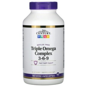 Thực phẩm chức năng 21st Century Triple Omega Complex 3-6-9 180 Enteric Coated Softgels 740985228753