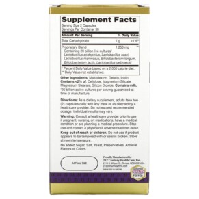 Thành phần vi chất của 21st Century Ultra Potency Advanced Probiotic 60 Capsules 740985275054