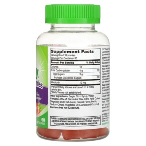 Thành phần vi chất của 21st Century Vita Joy Melatonin Gummies Extra Strength Strawberry 5 mg 60 Gummies 740985280379