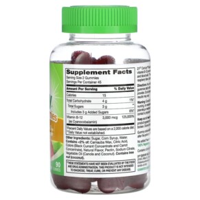 Thành phần vi chất của 21st Century VitaJoy Gummies B-12 Extra Strength Raspberry 1500 mcg 90 Gummies 740985280867