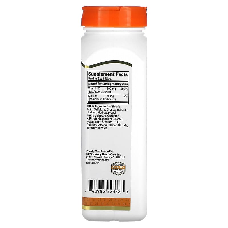 21st Century Vitamin C 500 mg 250 Tablets 2 Thành phần vi chất của 21st Century Vitamin C 500 mg 250 Tablets 740985223383