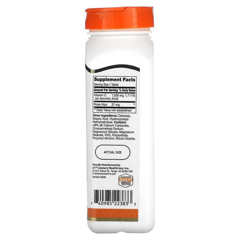 21st Century Vitamin C with Rose Hips 1.000 mg 110 Tablets 2 Thành phần vi chất của 21st Century Vitamin C with Rose Hips 1.000 mg 110 Tablets 740985223833