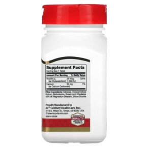 Thành phần vi chất của 21st Century Vitamin D3 25 mcg (1.000 IU) 300 Tablets 740985272923