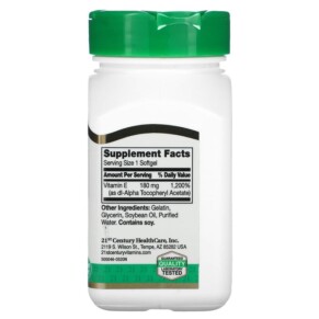 Thành phần vi chất của 21st Century Vitamin E 180 mg (400 IU) 110 Softgels 740985212455