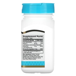 Thành phần vi chất của 21st Century Zinc Plus Vitamins C & B-6 Chewable Cherry Flavor 90 Tablets 740985226728