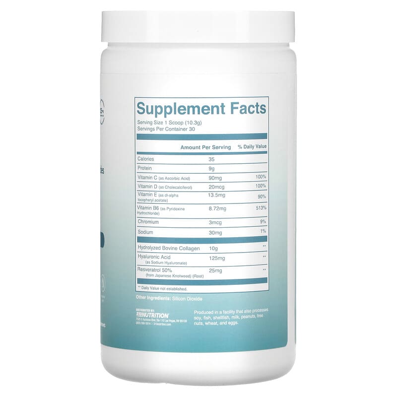 310 Nutrition Collagen Type I & ll Collagen Peptides Unflavored 10.9 oz (309 g) 2 Thành phần vi chất của 310 Nutrition Collagen Type I & ll Collagen Peptides Unflavored 10.9 oz (309 g) 810018831677