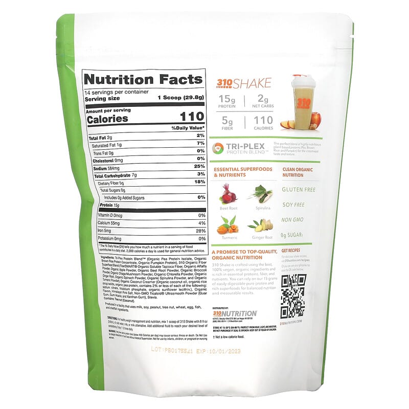 310 Nutrition Meal Replacement Shake Salted Caramel 14.7 oz (417.2 g) 2 Thành phần vi chất của 310 Nutrition Meal Replacement Shake Salted Caramel 14.7 oz (417.2 g) 810018830489