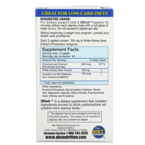 Thành phần vi chất của Absolute Nutrition CBlock Carb/Starch Blocker 90 Caplets 708235088465