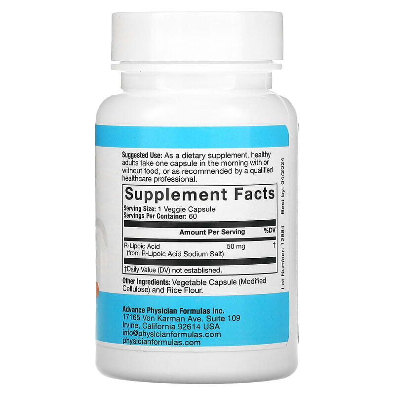 Advance Physician Formulas Inc. R-Lipoic Acid 50 mg 60 Vegetable Capsules 2 Thành phần vi chất của Advance Physician Formulas Inc. R-Lipoic Acid 50 mg 60 Vegetable Capsules 896996000427