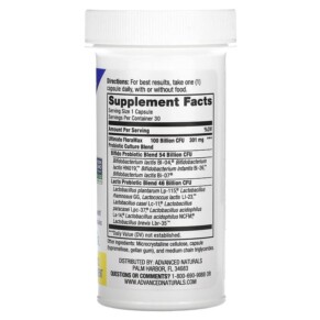 Thành phần vi chất của Advanced Naturals Ultimate FloraMax Advanced Care 100 Billion 30 Vegetable Capsules 631257121042