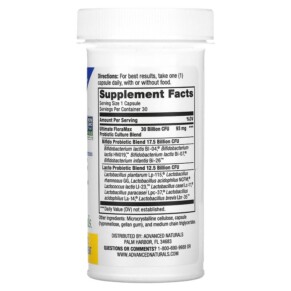 Thành phần vi chất của Advanced Naturals Ultimate FloraMax Daily Care 30 Billion 30 Vegetable Capsules 631257121158