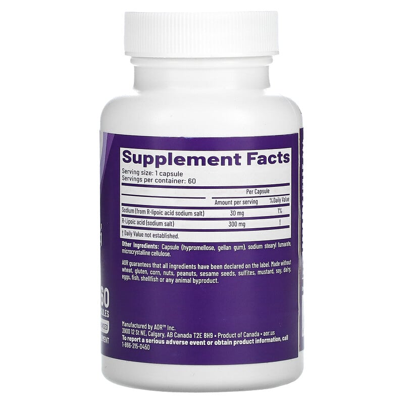 Advanced Orthomolecular Research AOR R-Lipoic Acid 300 mg 60 Vegetarian Capsules 2 Thành phần vi chất của Advanced Orthomolecular Research AOR R-Lipoic Acid 300 mg 60 Vegetarian Capsules 624917082890