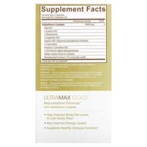 Thành phần vi chất của Ageless Foundation Laboratories UltraMax Gold with AlphaNeuro Complex 90 Veg Capsules 691546001400