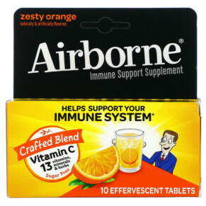 Thực phẩm chức năng AirBorne Immune Support Supplement Zesty Orange 10 Effervescent Tablets 647865100010