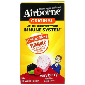Thực phẩm chức năng AirBorne Original Immune Support Supplement Very Berry 64 Chewable Tablets 647865186304