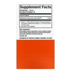 Thành phần vi chất của Align Probiotics 24/7 Digestive Support Probiotic Supplement 56 Capsules 037000939535