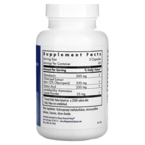 Thành phần vi chất của Allergy Research Group Humic-Monolaurin Complex 120 Vegetarian Capsules 713947767201