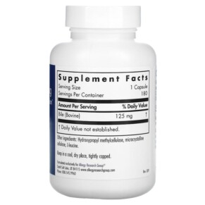 Thành phần vi chất của Allergy Research Group Ox Bile 125 mg 180 Vegicaps 713947763708