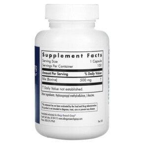 Thành phần vi chất của Allergy Research Group Ox Bile 500 mg 100 Vegicaps 713947708501