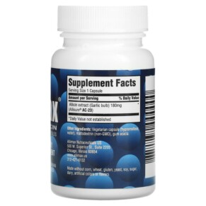 Thành phần vi chất của Allimax 100% Allicin Powder Capsules 180 mg 30 Vegetarian Capsules 872232000000