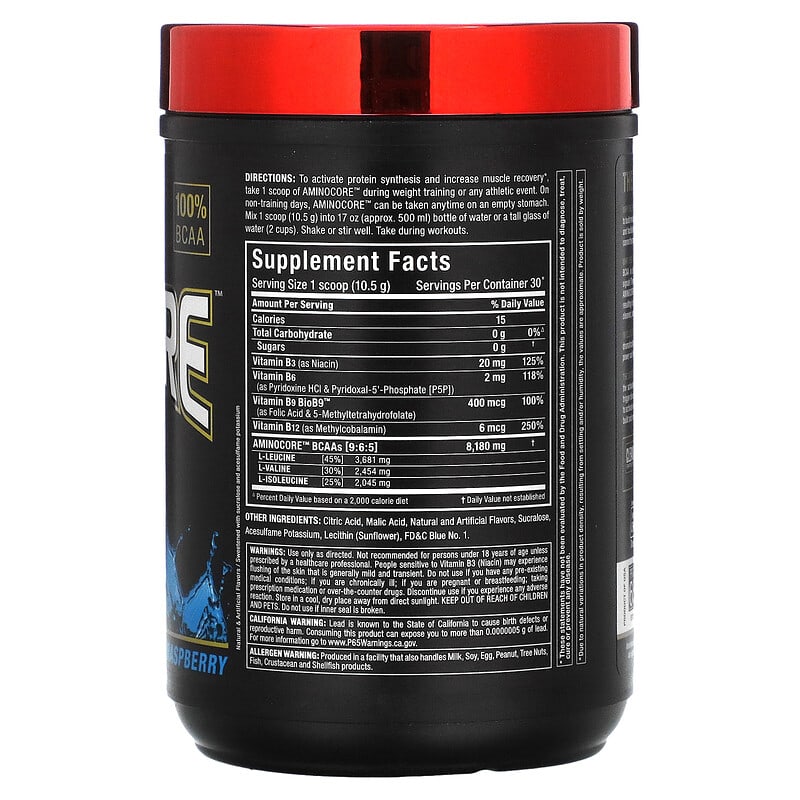ALLMAX AMINOCORE BCAA Blue Raspberry 0.69 lbs (315 g) 2 Thành phần vi chất của ALLMAX AMINOCORE BCAA Blue Raspberry 0.69 lbs (315 g) 665553228600