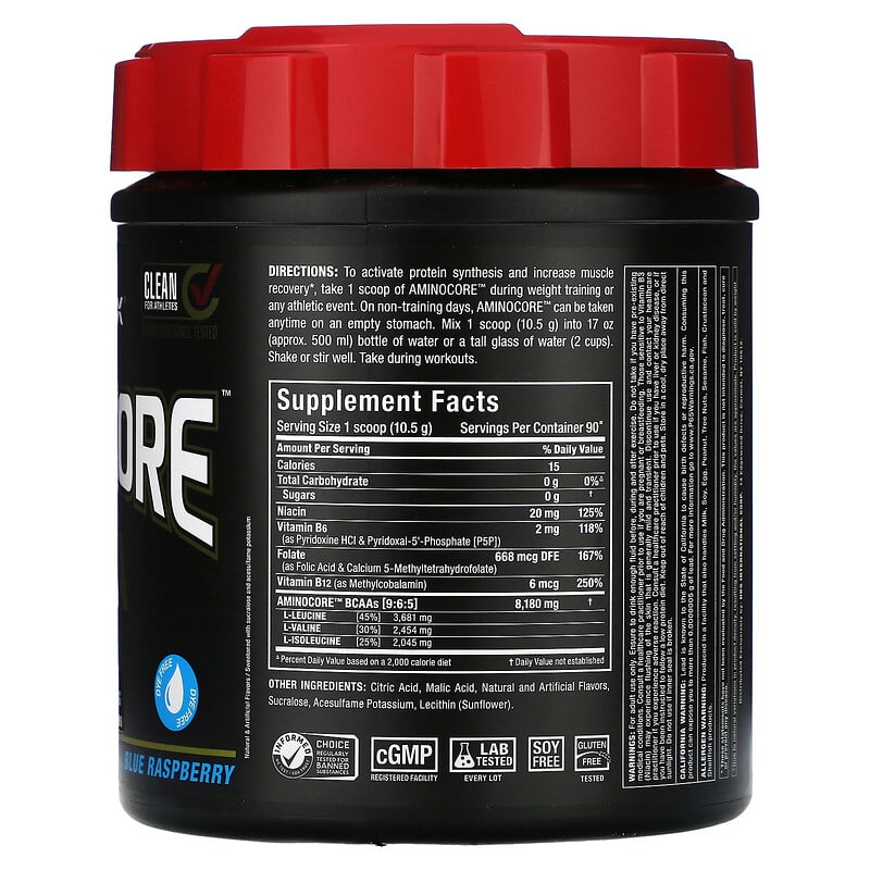 ALLMAX AMINOCORE BCAA Blue Raspberry 2.1 lbs (945 g) 2 Thành phần vi chất của ALLMAX AMINOCORE BCAA Blue Raspberry 2.1 lbs (945 g) 665553228716