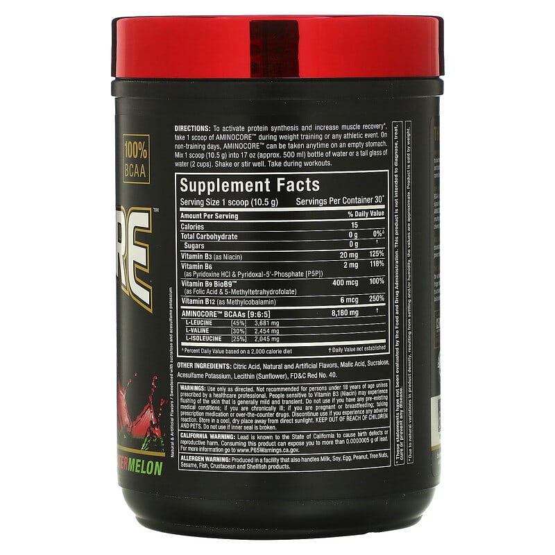 ALLMAX AMINOCORE BCAA Watermelon 0.69 lbs (315 g) 2 Thành phần vi chất của ALLMAX AMINOCORE BCAA Watermelon 0.69 lbs (315 g) 665553228662