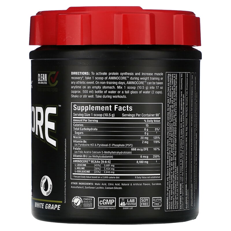 ALLMAX AMINOCORE BCAA White Grape 2.1 lbs (945 g) 2 Thành phần vi chất của ALLMAX AMINOCORE BCAA White Grape 2.1 lbs (945 g) 665553228754