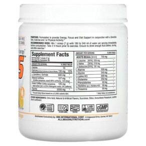 Thành phần vi chất của ALLMAX AMINOCUTS Peach Mango 7.4 oz (210 g) 665553229157