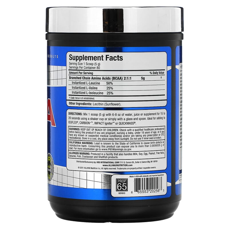 ALLMAX BCAA Instantized 2:1:1 Powder Unflavored 14.11 oz (400 g) 2 Thành phần vi chất của ALLMAX BCAA Instantized 2:1:1 Powder Unflavored 14.11 oz (400 g) 665553202563